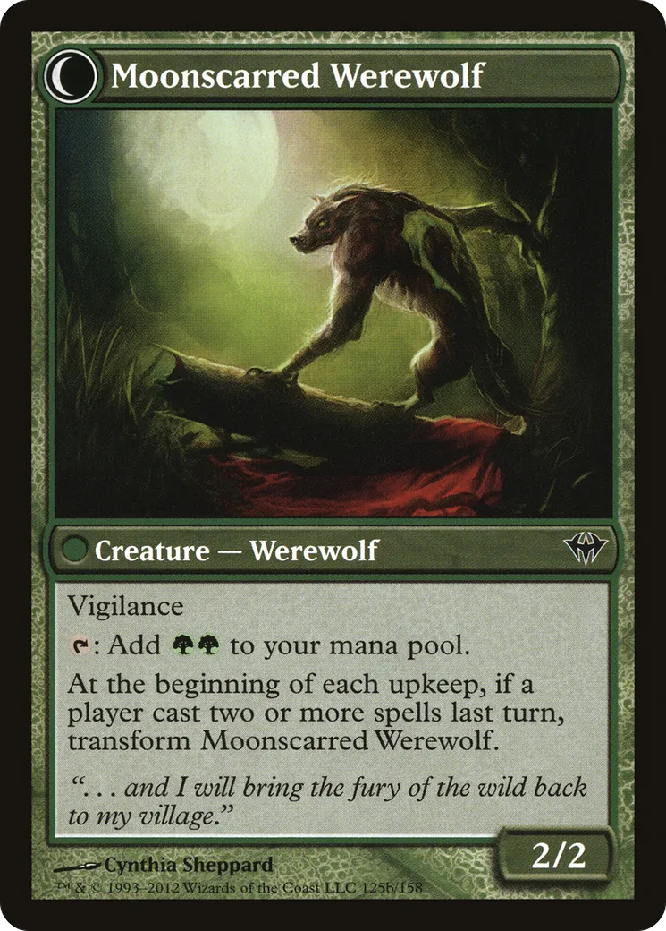 Scorned Villager // Moonscarred Werewolf back