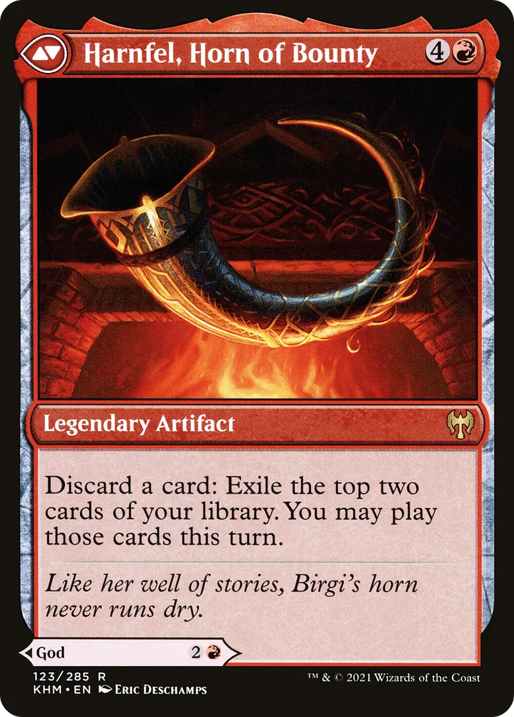 Birgi, God of Storytelling // Harnfel, Horn of Bounty back